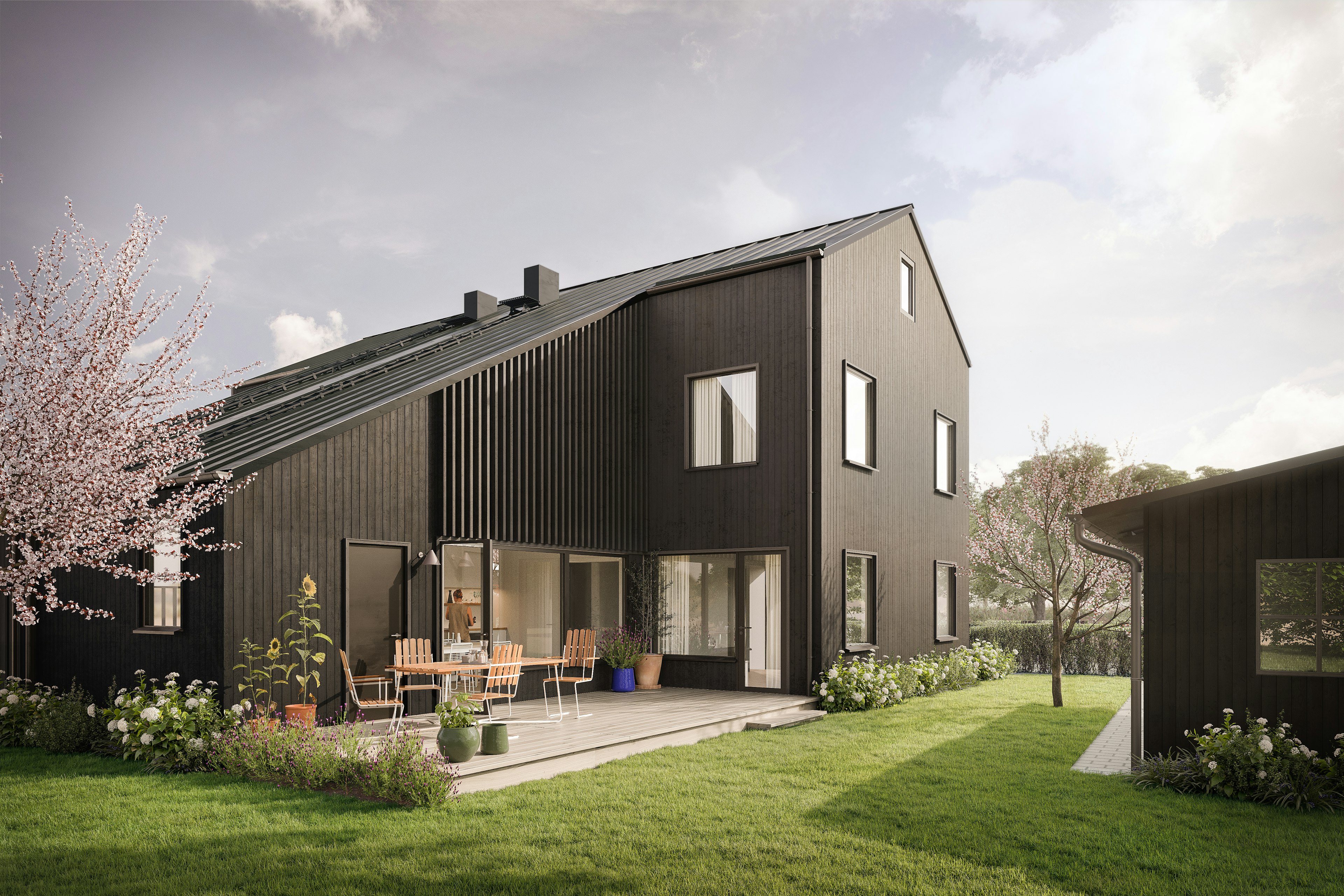 Arkitekt ritade hus Vallhusen i Hjulsbro, bostäder i Linköping av Ascape Arkitektur