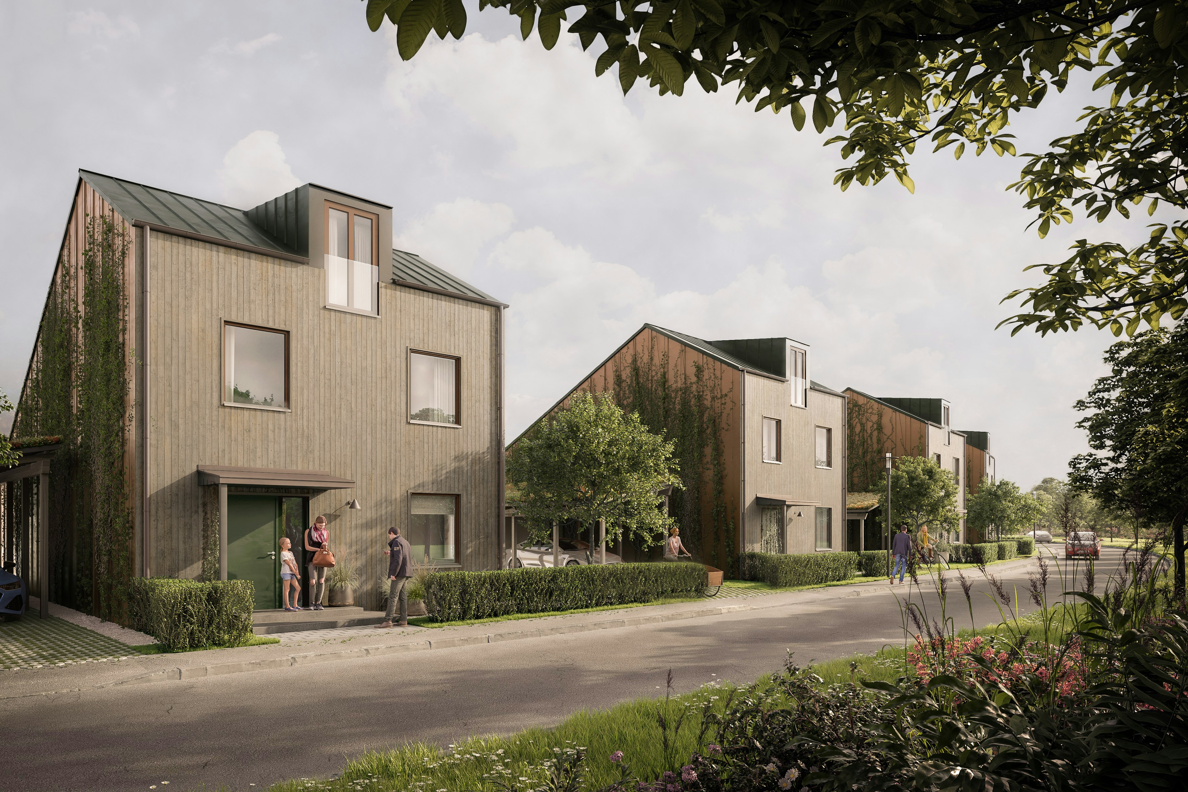 Bostadsprojekt Vallhusen Hjulsbro ritat av arkitektbyrå Ascape Arkitektur