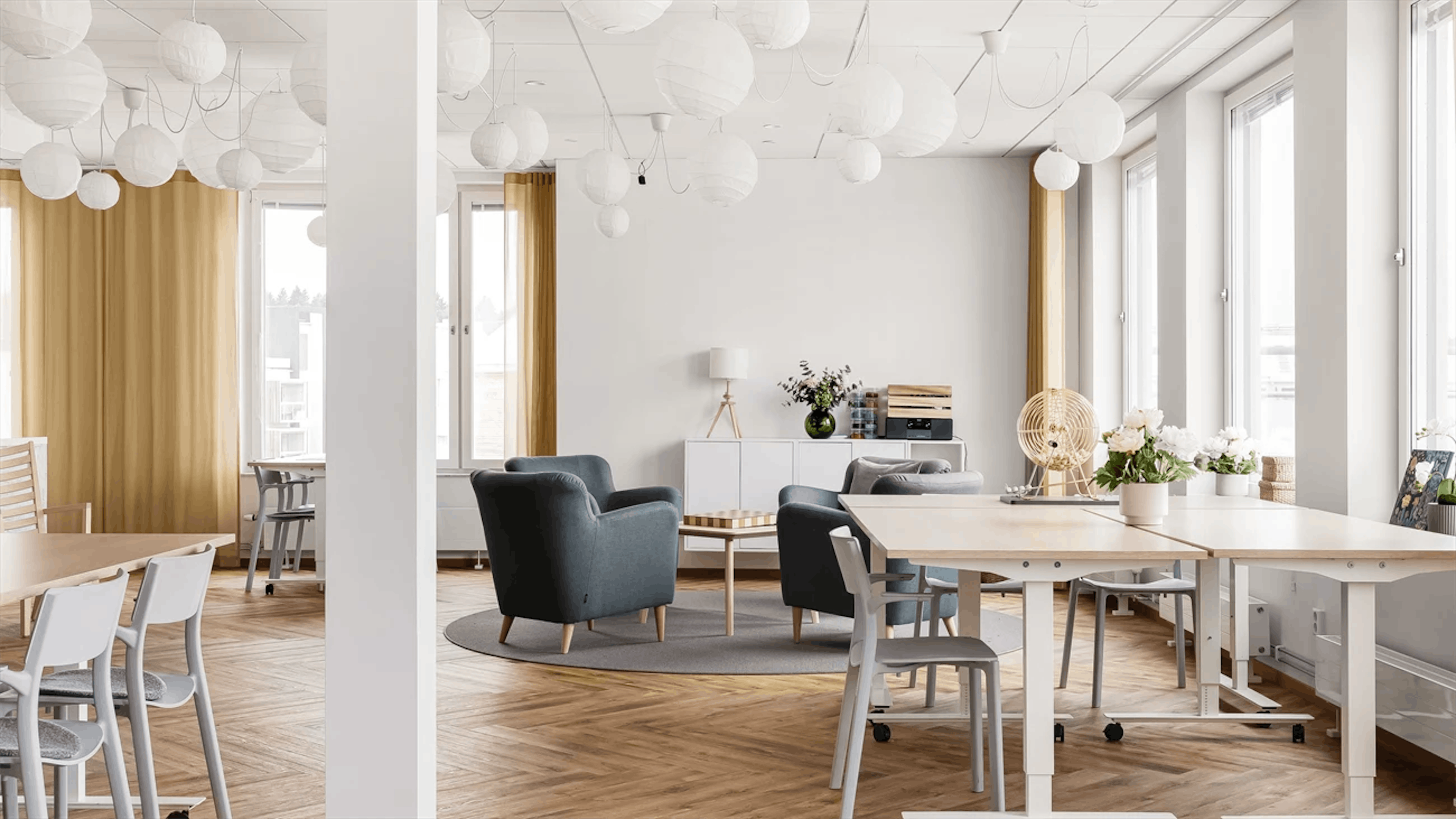 Interiör bild av samlingssal - Öreslandet äldreboende ritat av arkitekt i Stockholm