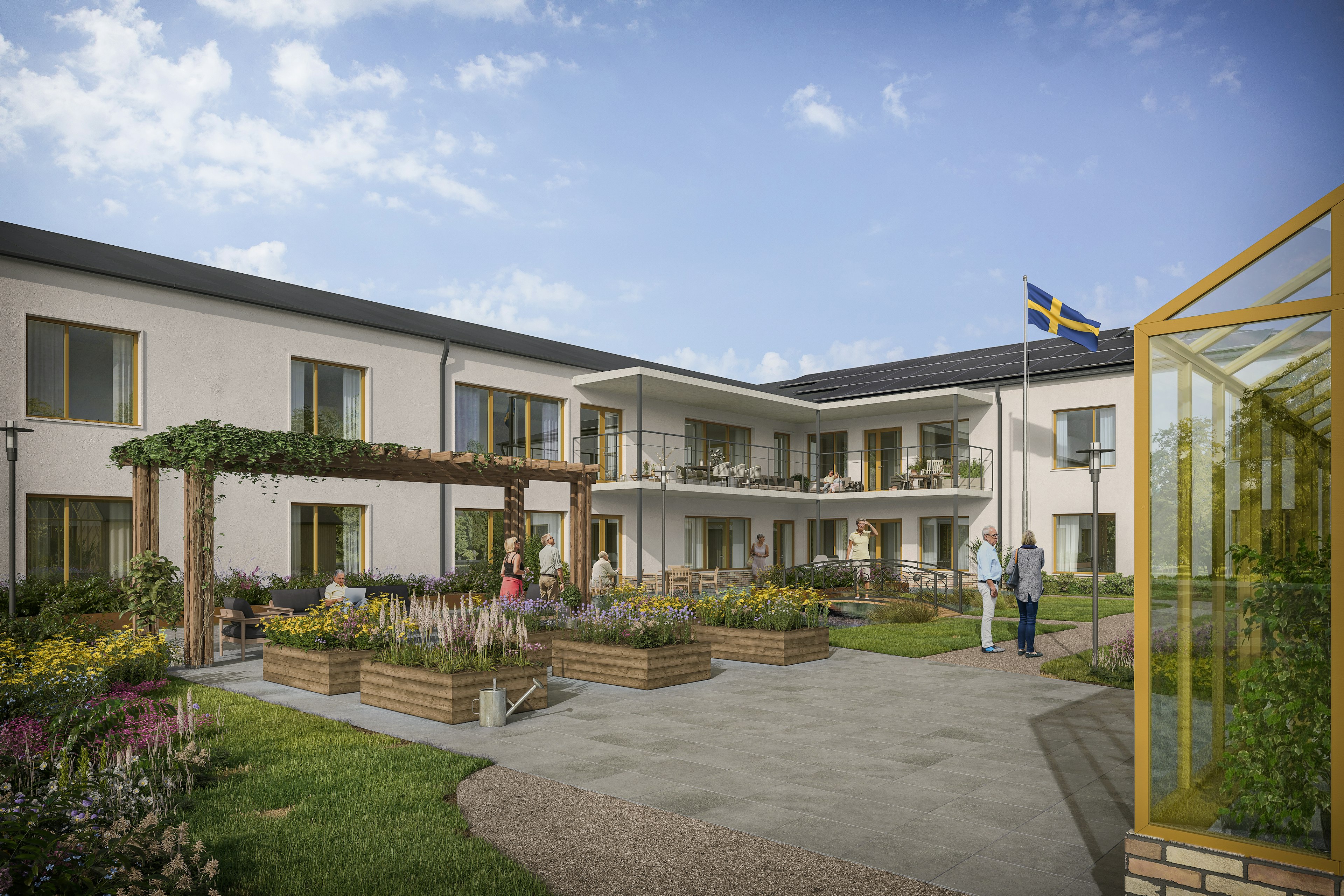 Äldreboende Villa Svedala i vit puts - ritat av arkitektkontor Ascape Arkitektur