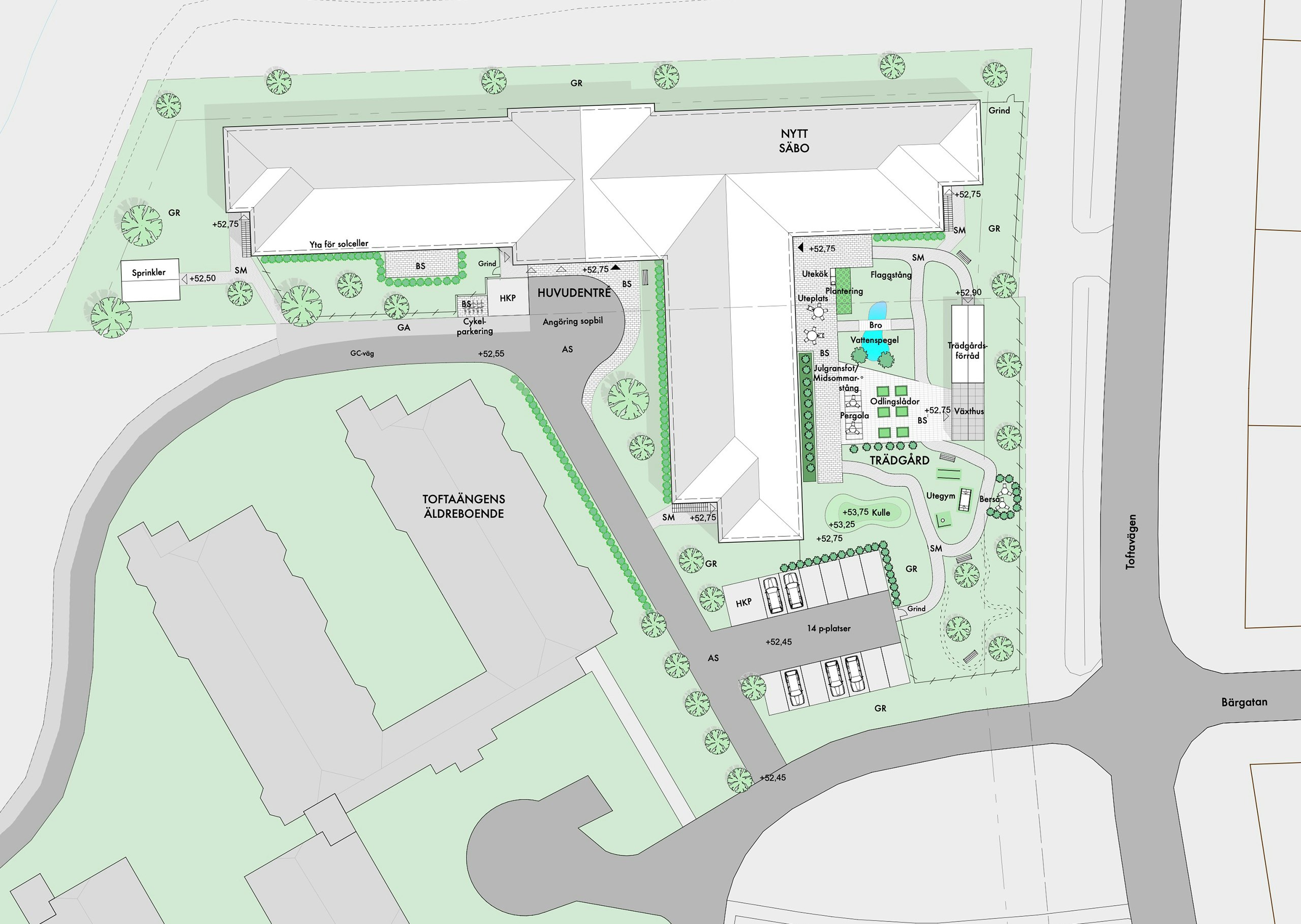 Situationsplan ritning av Villa Svedala äldreboende ritat av husarkitekt
