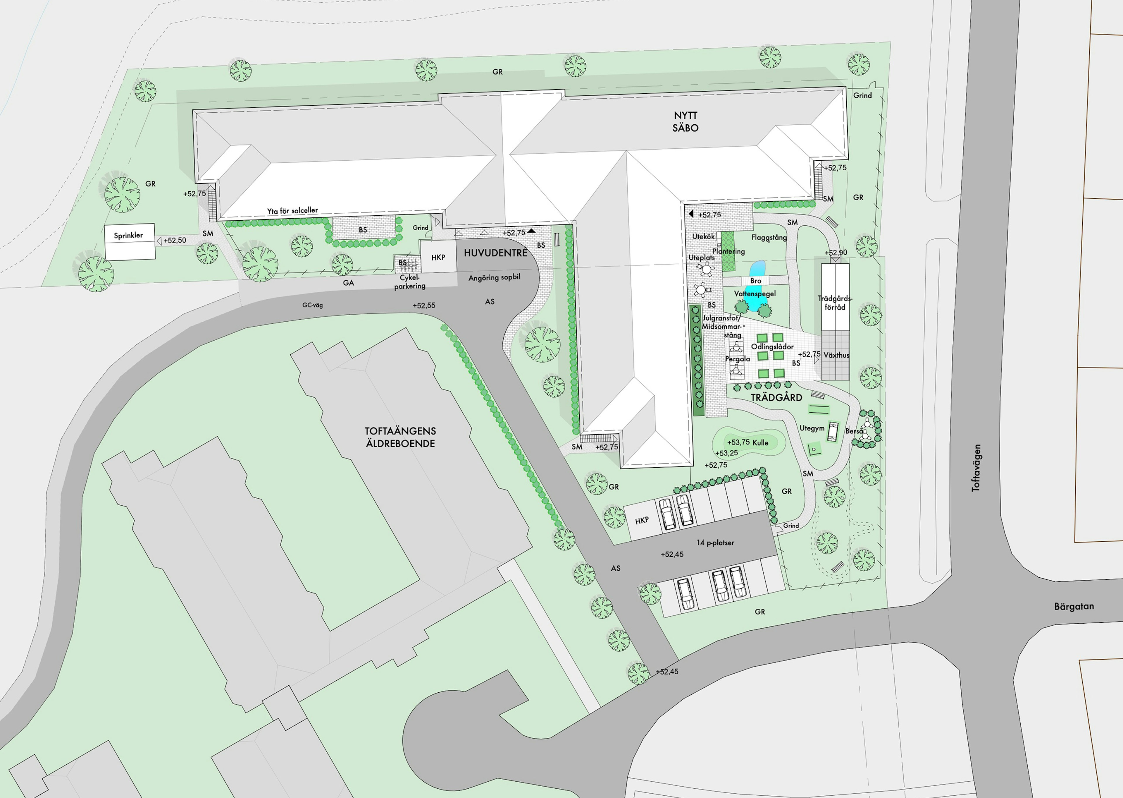 Situationsplan ritning av Villa Svedala äldreboende ritat av husarkitekt