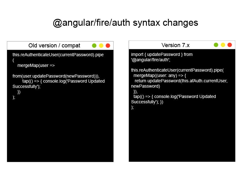 @angular/fire/auth syntax changes 7
