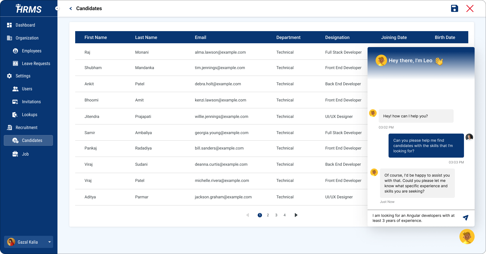 AI Assistant in HRMS