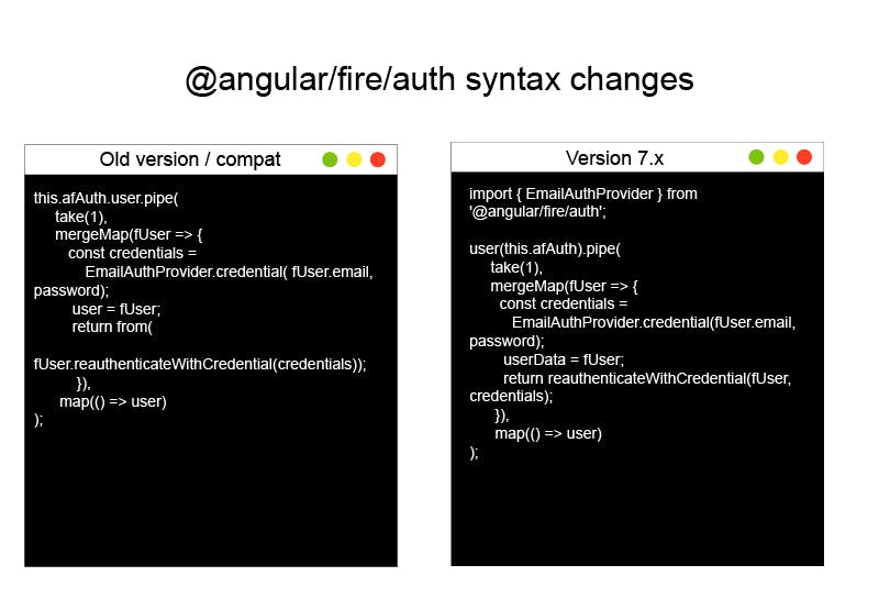 @angular/fire/auth syntax changes 3