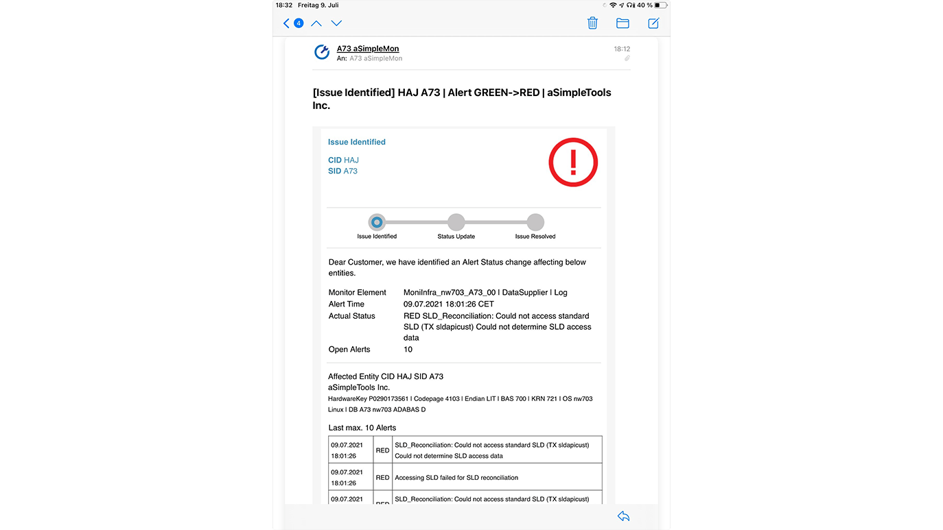 iPad alert mail (HTML format)