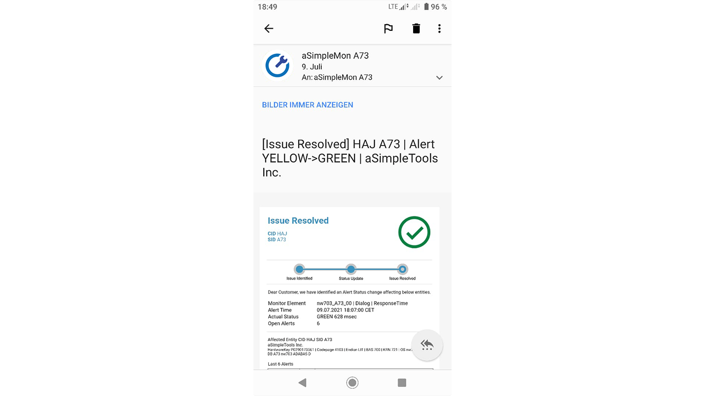Android (Sony Xperia) status mail (HTML format)