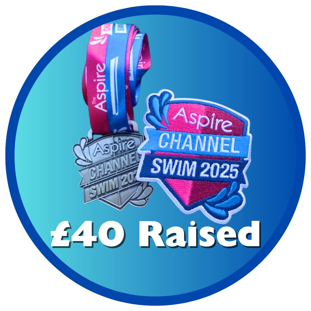 Aspire Channel Swim medal and badge