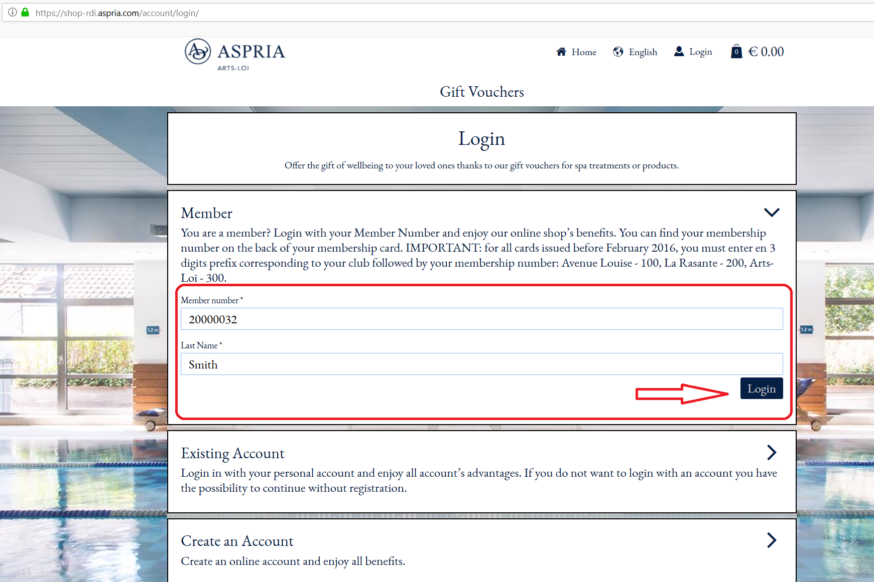 2. ENTREZ VOTRE NUMÉRO DE MEMBRE COMPOSÉ DE 8 CHIFFRES, VOTRE NOM DE FAMILLE ET CLIQUEZ SUR « SE CONNECTER ».