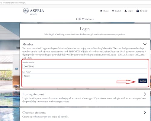2. Enter your 8-digit membership number and surname, and click “Login”