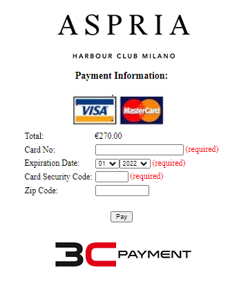 8. Inserisci i dati per il pagamento con la carta di credito. Clicca su "Avanti" per confermare.