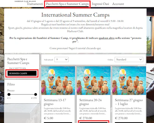 3. Seleziona il pacchetto che desideri dal menu a sinistra e clicca su "Dettagli" per l'attività che ti interessa