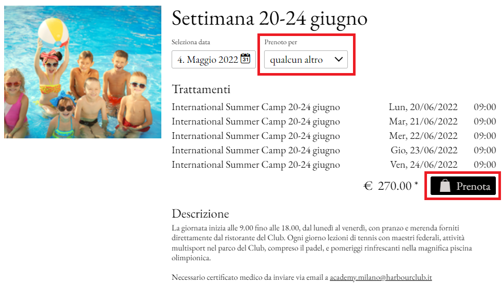 5. Seleziona "Qualcun altro" nel menu a tendina accanto alla data di prenotazione per effettuare la prenotazione per tuo figlio. Quindi clicca su "Aggiungi".