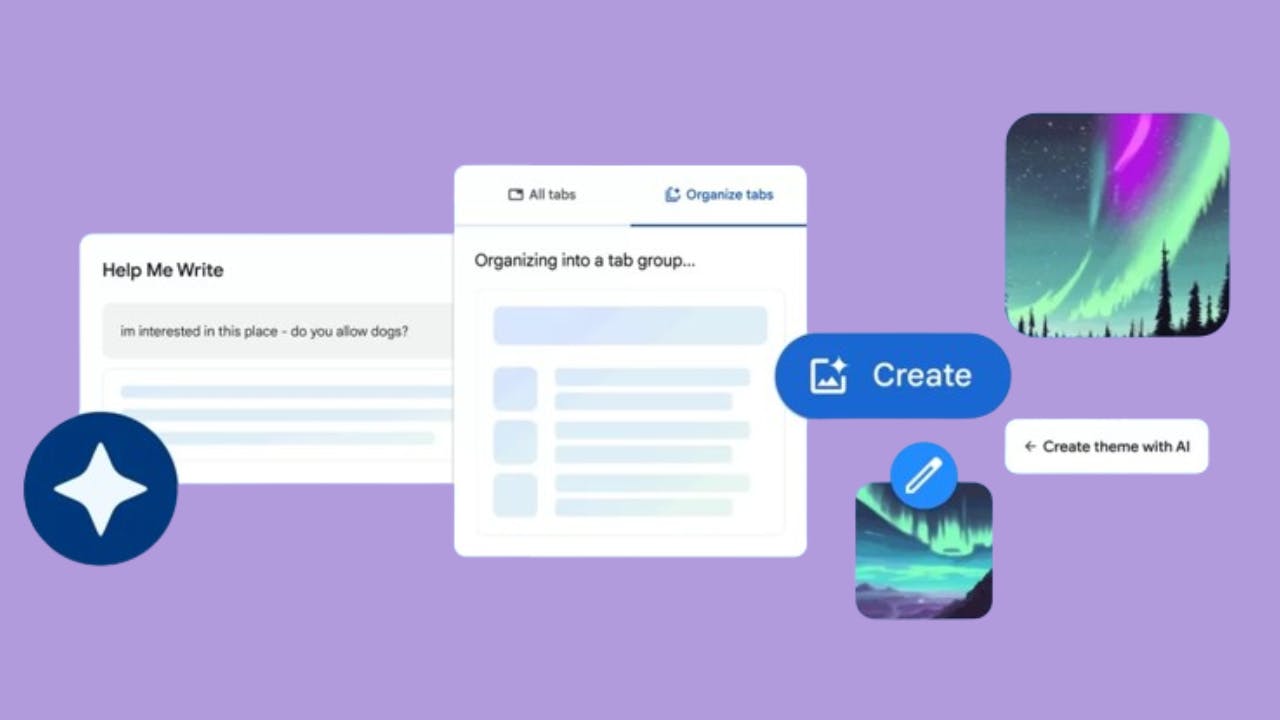 Google Chrome ganha novos recursos de IA para organizar abas, criar temas e gerar rascunhos