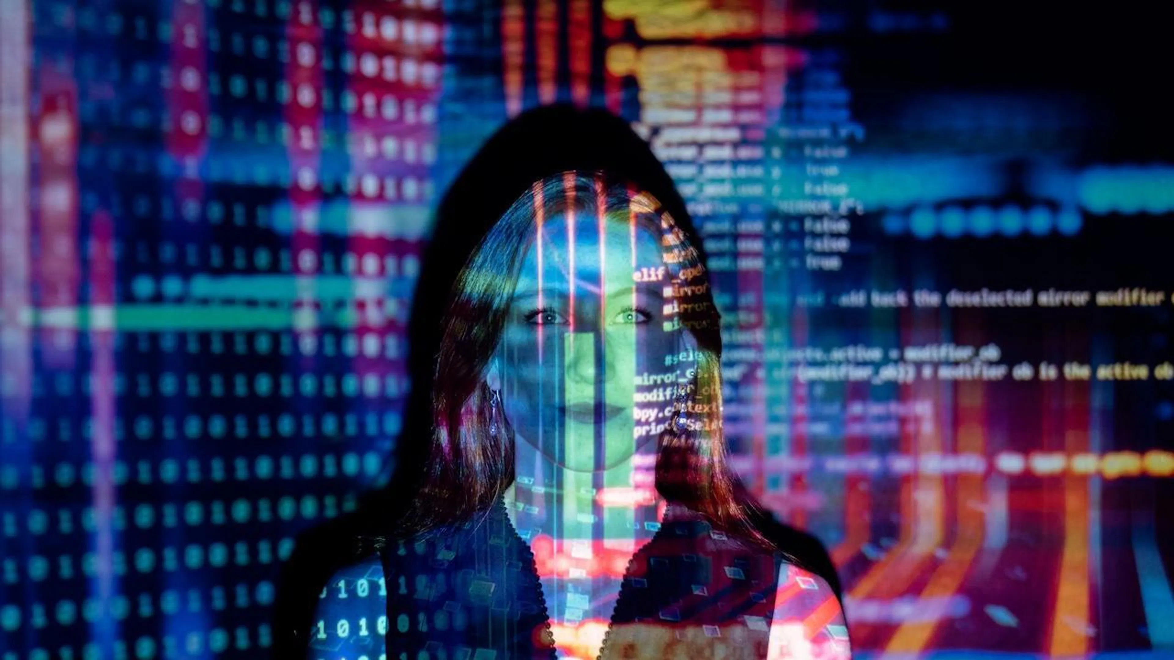 Adolescente interagindo com IA, refletindo a complexidade da relação humano-máquina.