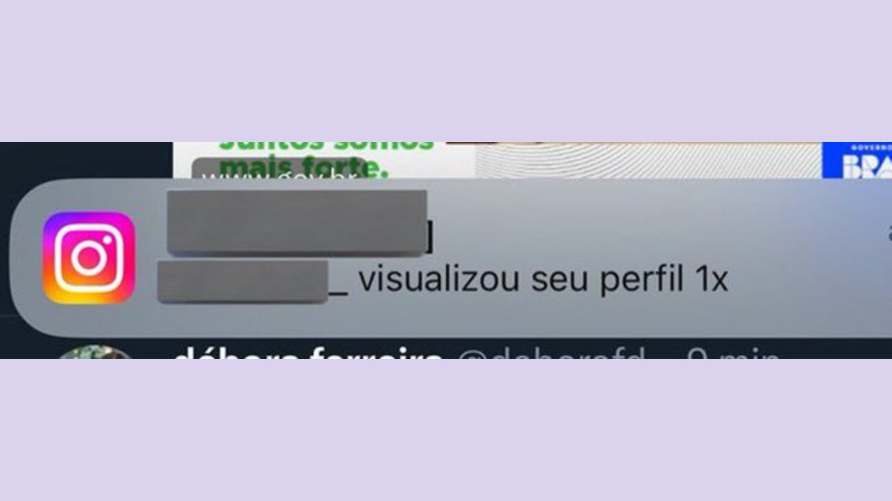 Imagem divulgada no Twitter: visualização perfil Instagram