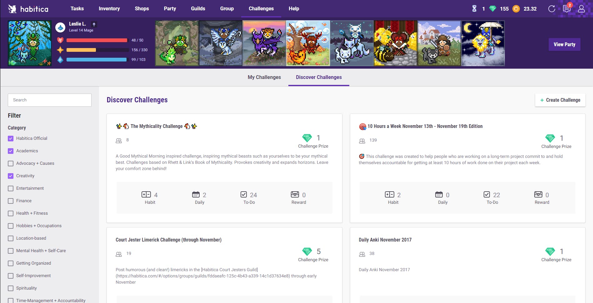 Habitica is a fun way to improve yourself