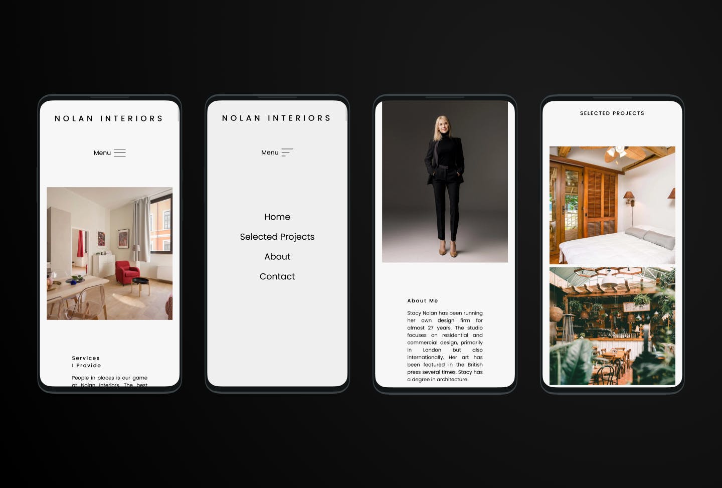 Nolan Interiors website screenshot's