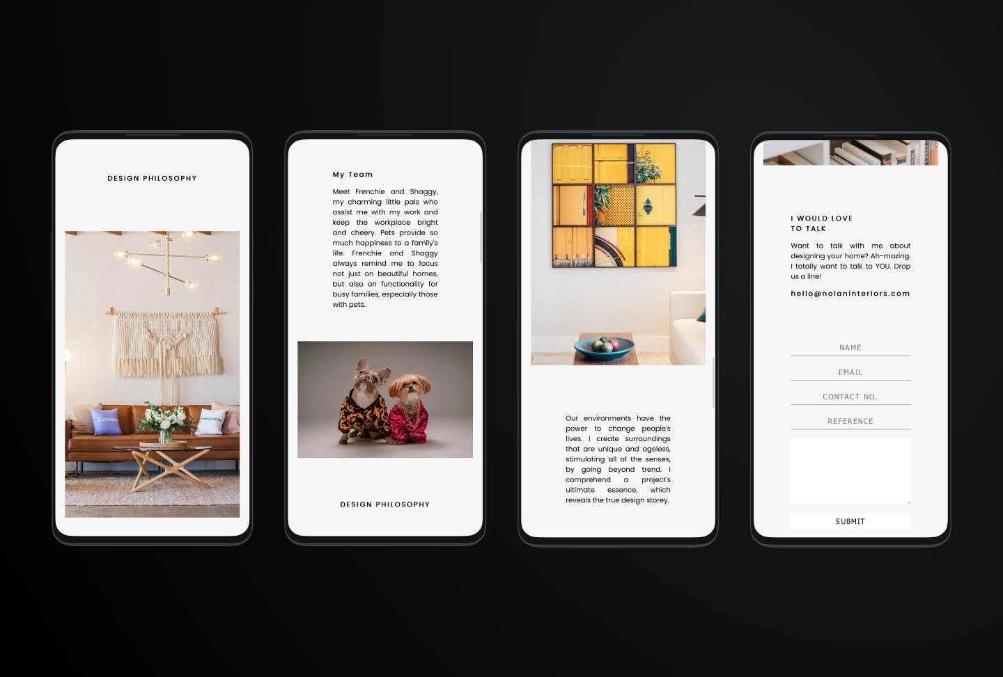 Nolan Interiors website screenshot's