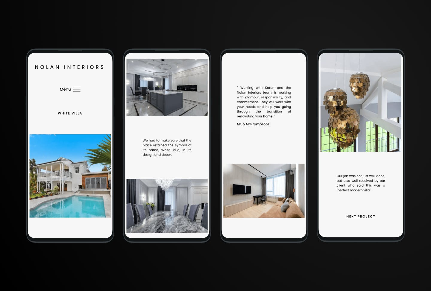 Nolan Interiors website screenshot's