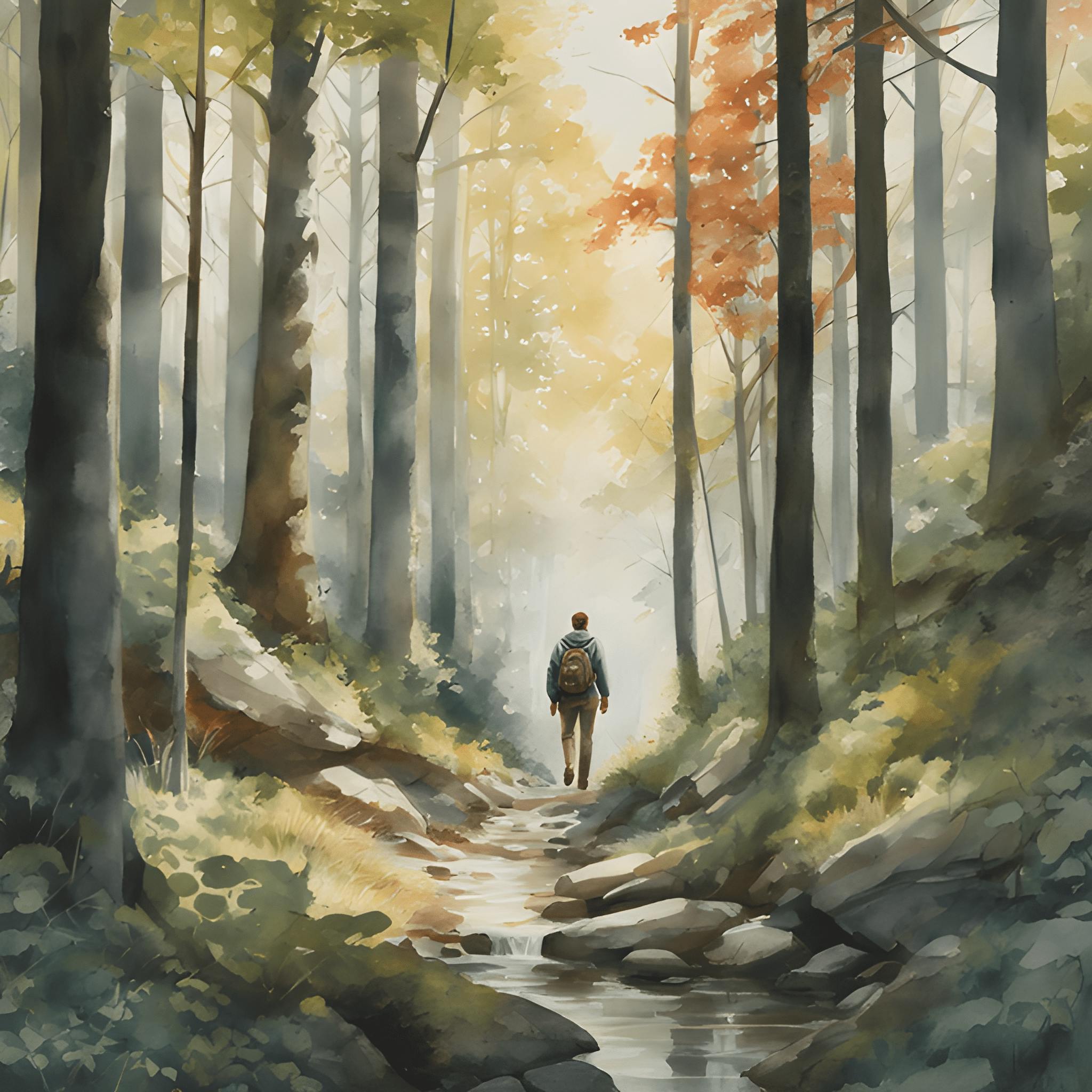 Man walking through the woods