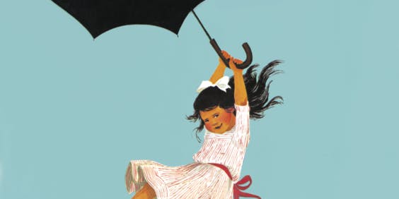 Madicken flyger med paraply