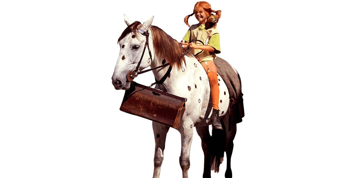 Pippi rider på hästen