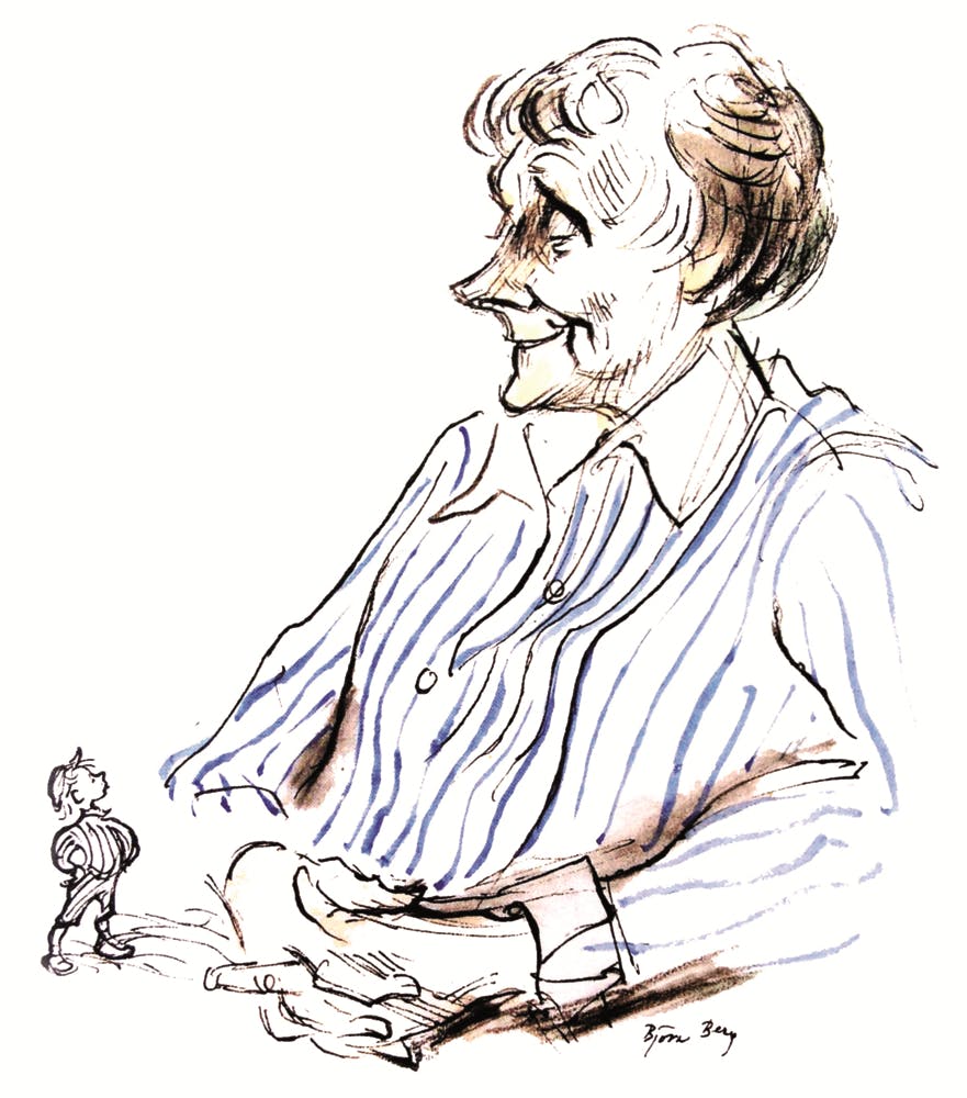 Emil och Astrid tecknade av Björn Berg