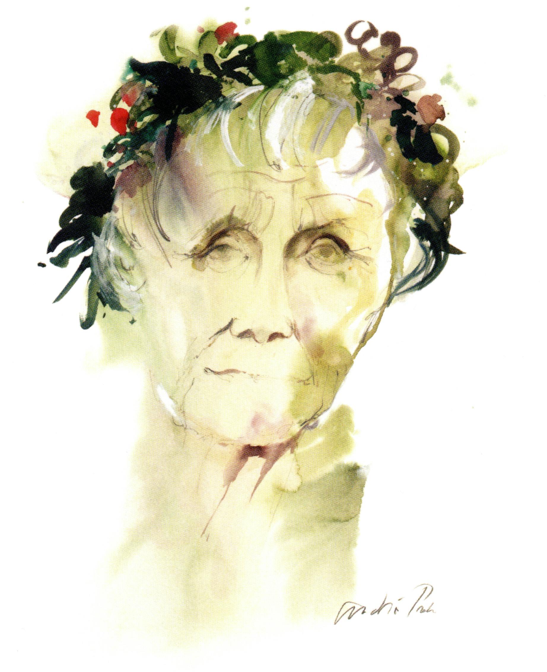 Astrid med blomsterkrans