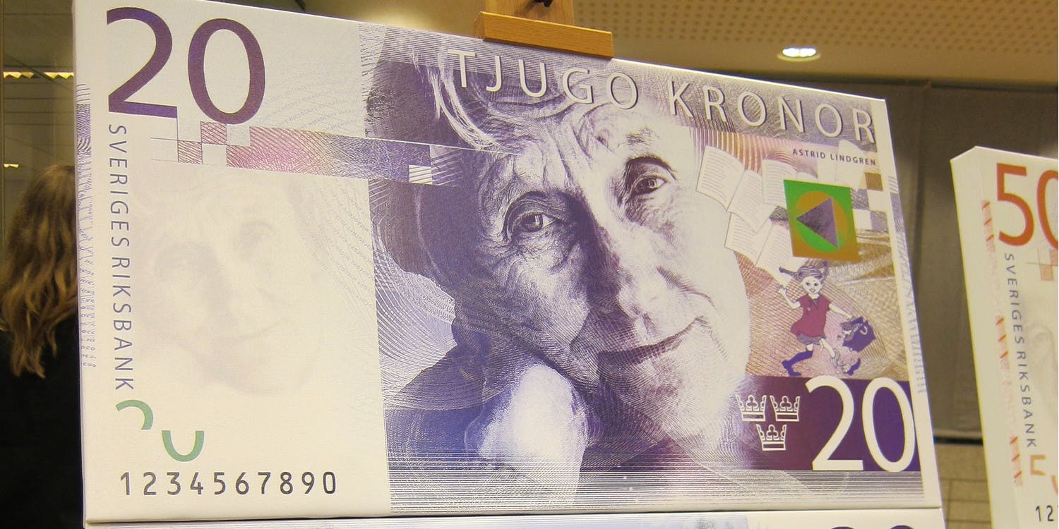 Astrid Lindgren avbildas på den nya tjugokronorsedeln