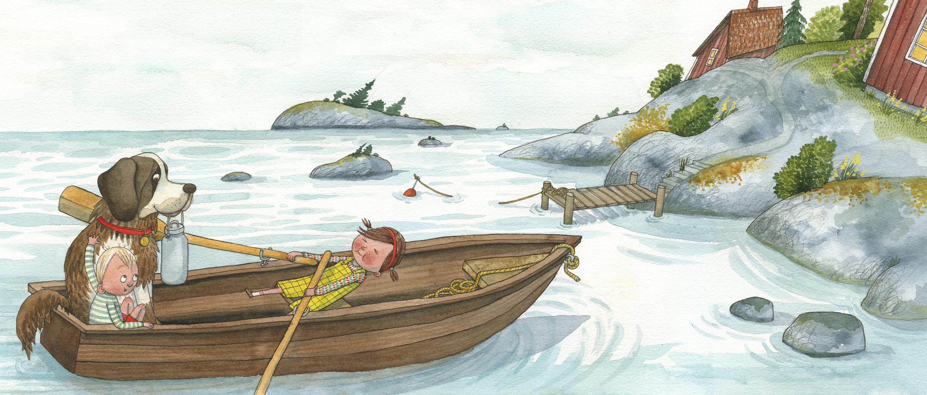 Illustration från boken "Ett litet djur åt Pelle", av Maria Nilsson Thore