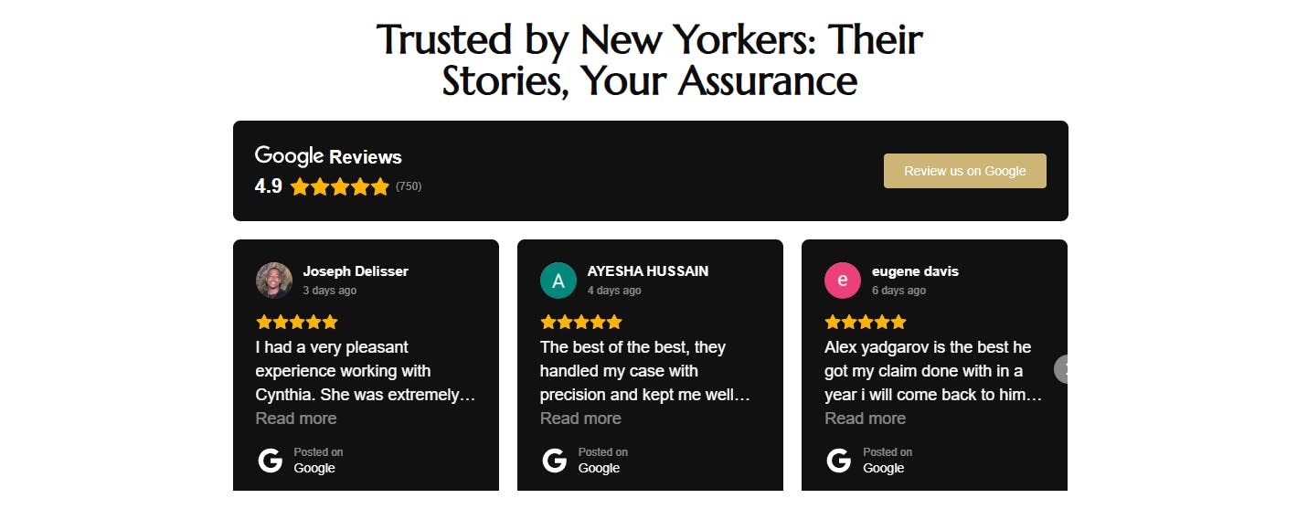 landing page reviews and testimonials