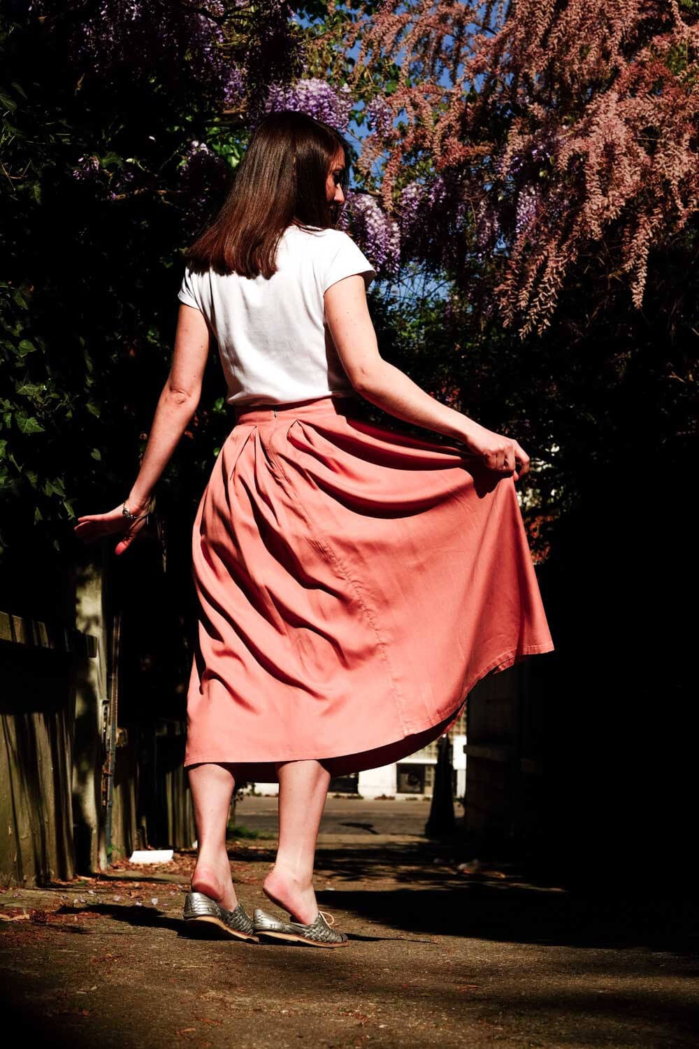 jupe midi atelier unes 100 % Tencel rose