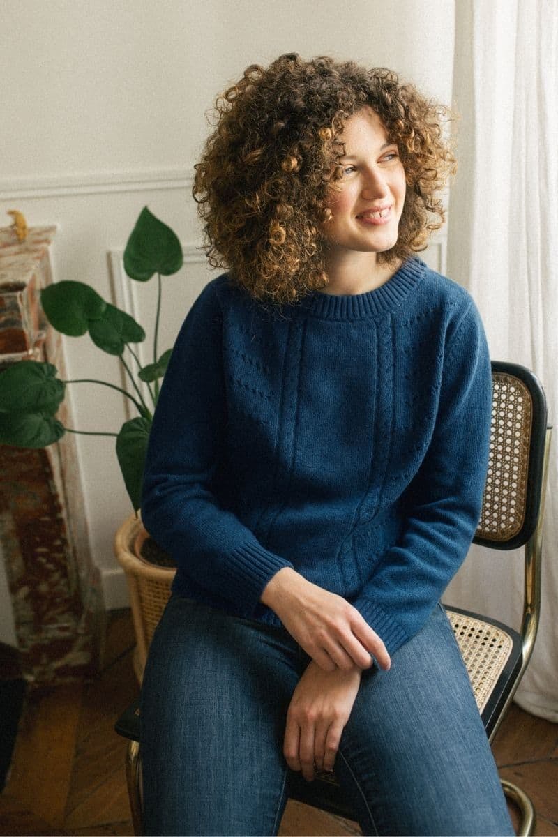 Atelier Unes Pull Azalee Petrole secrets laine merinos recyclee