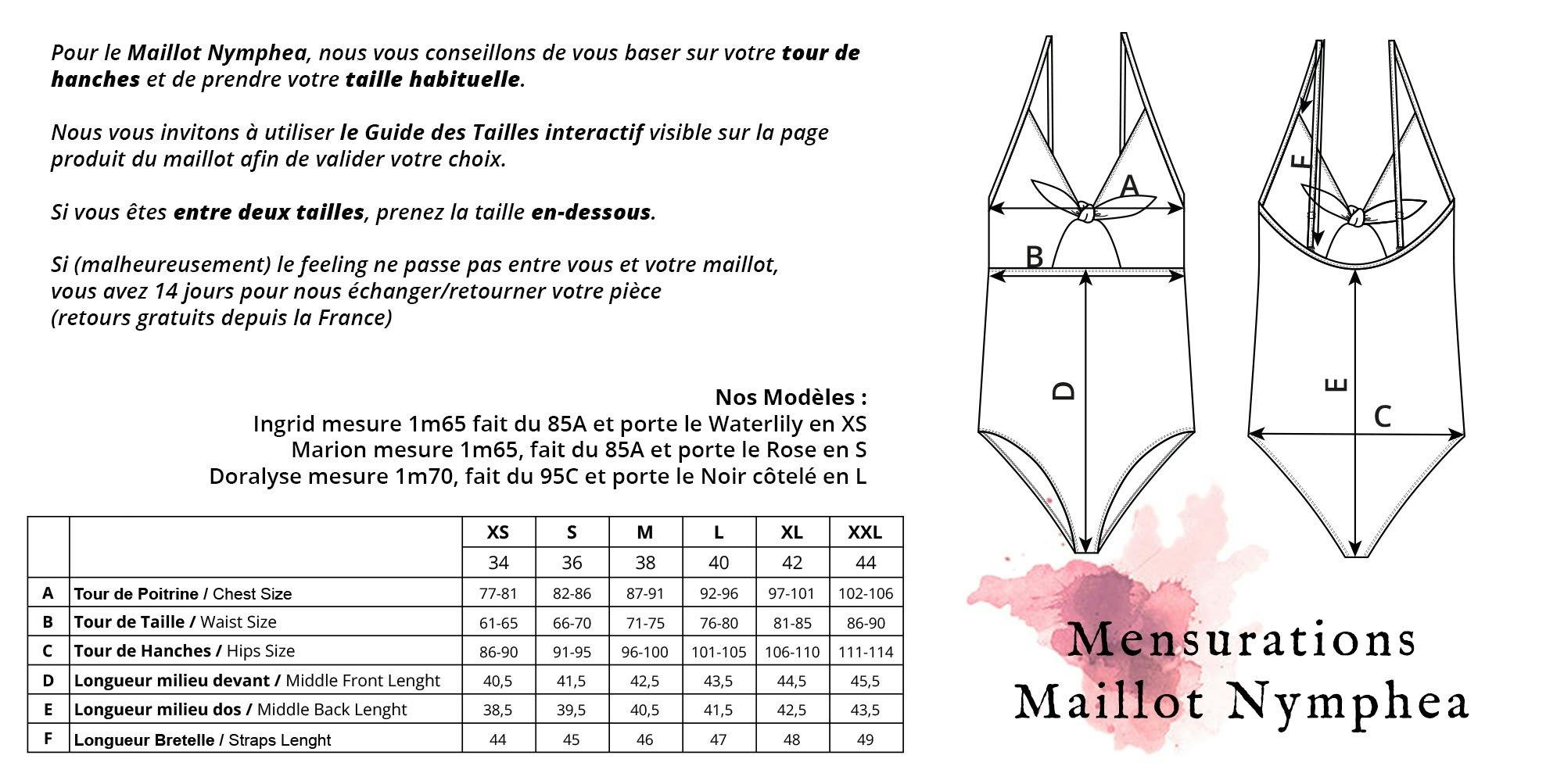 guide des tailles maillot recyclé grandes tailles toutes les morphologies atelier unes
