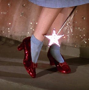 inspiration socquettes recyclées dorothy magicien d'oz souliers rouges