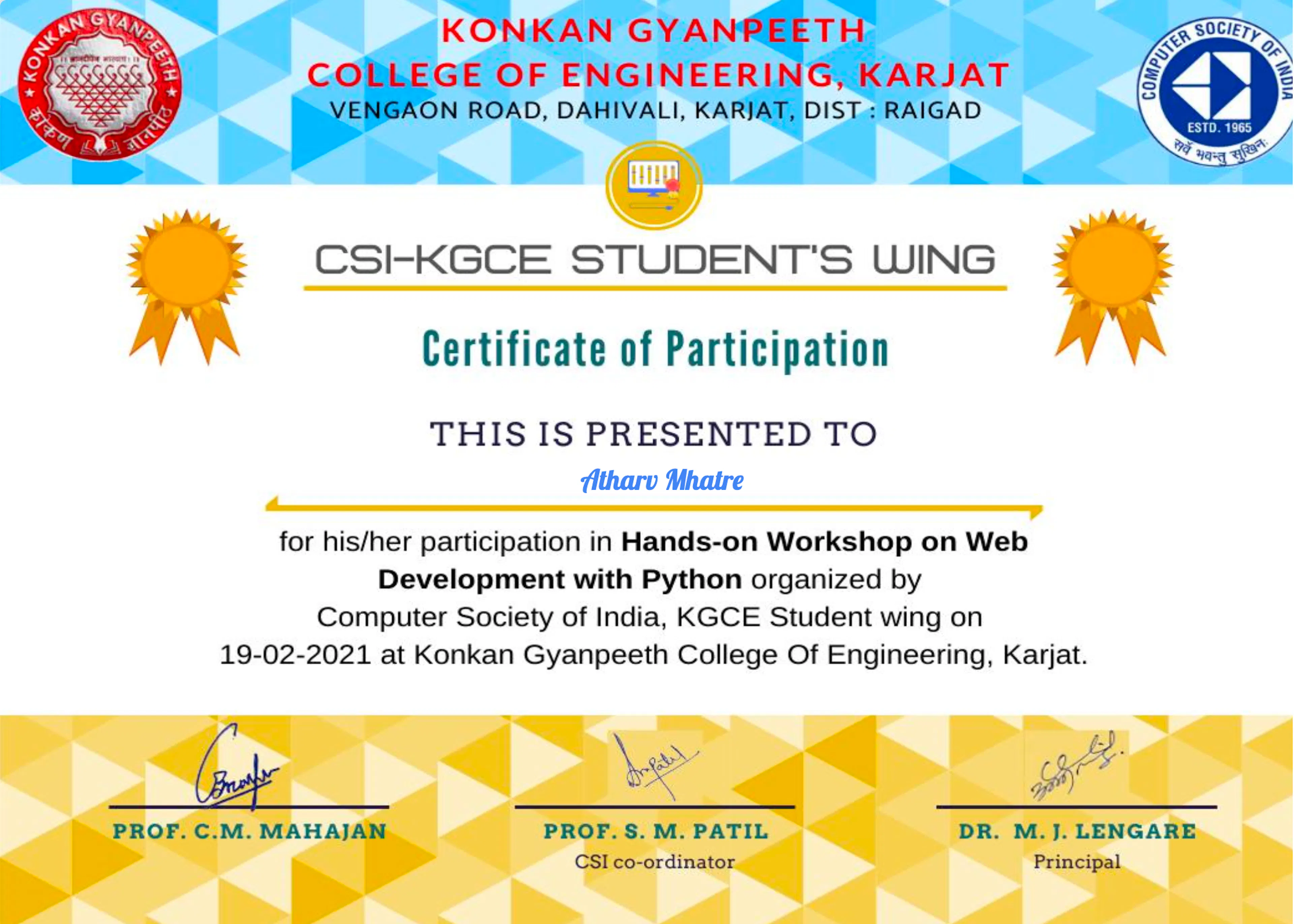 Certificate of Participation