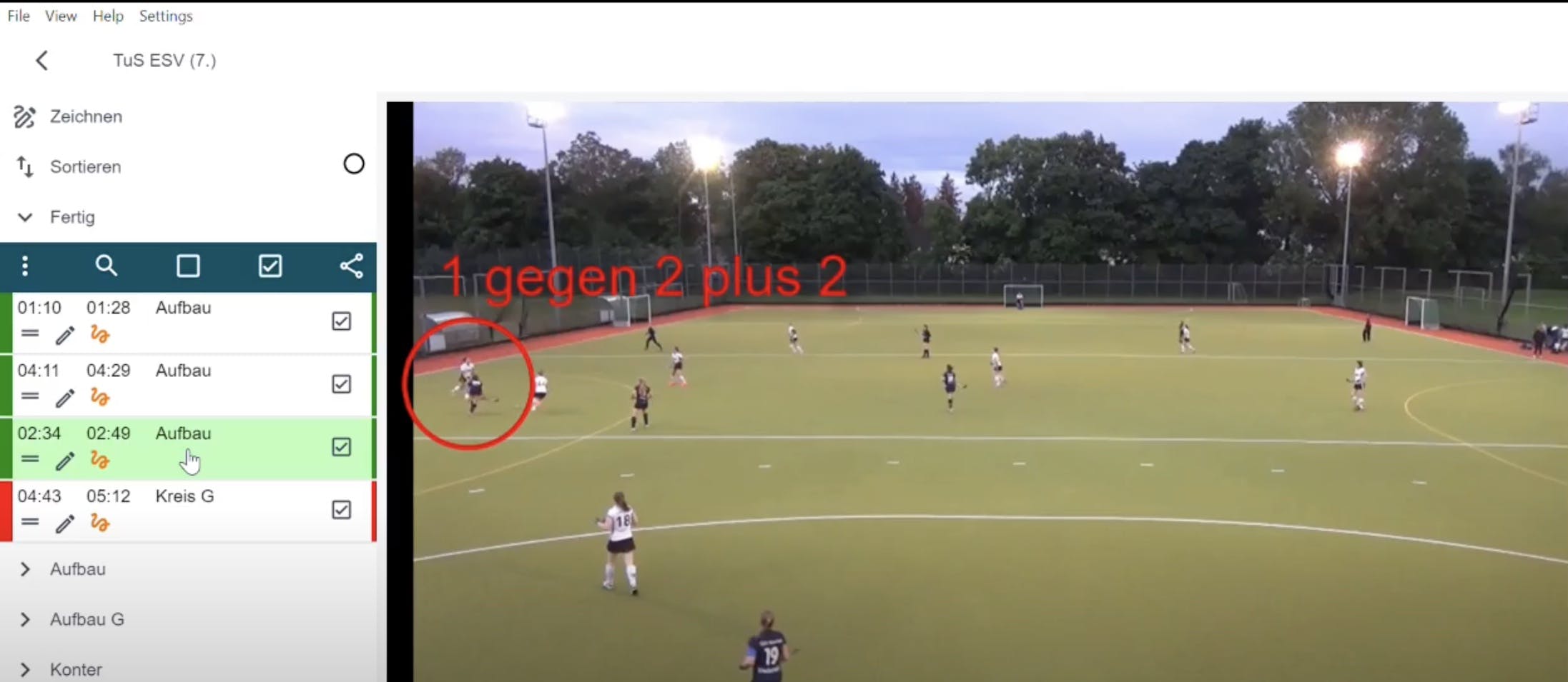 Screenshot Videoanalyse draw