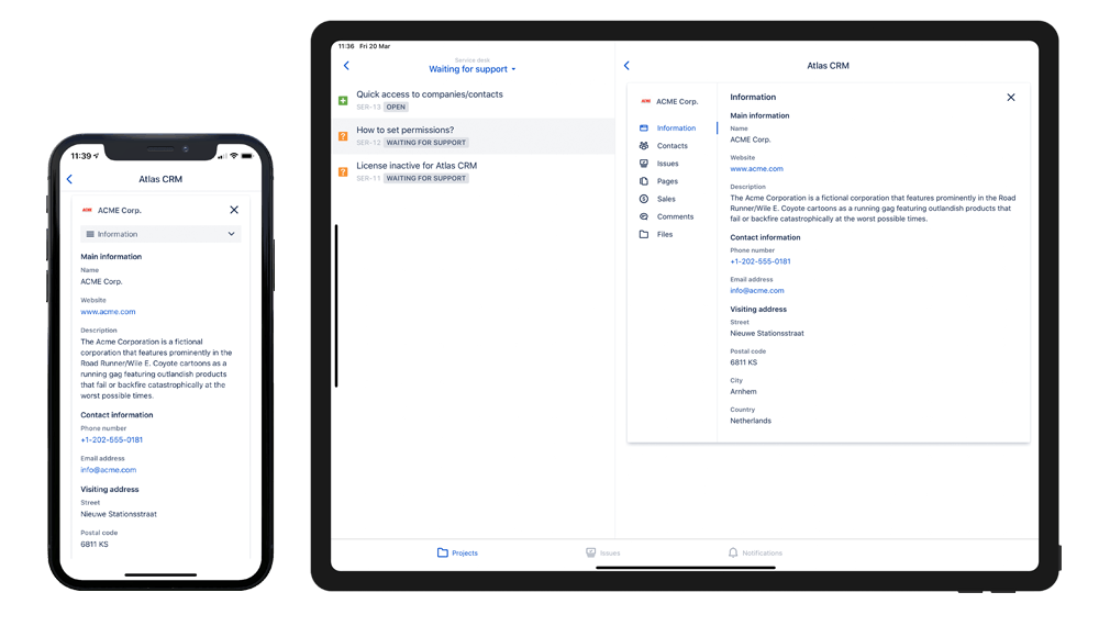 Atlas CRM on mobile and tablet