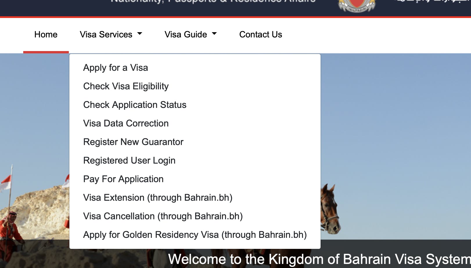 Bahrain visa status check online.