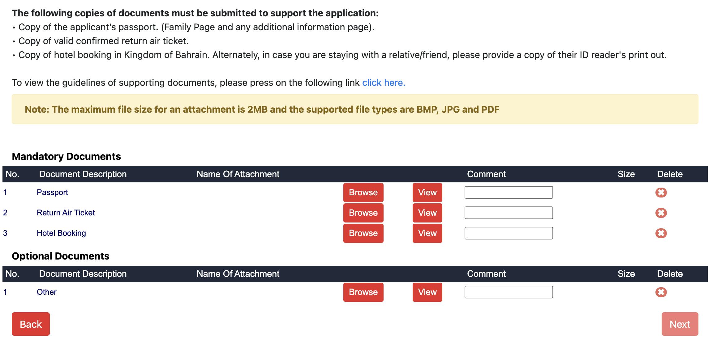 Online visa application for the Bahrain visa.
