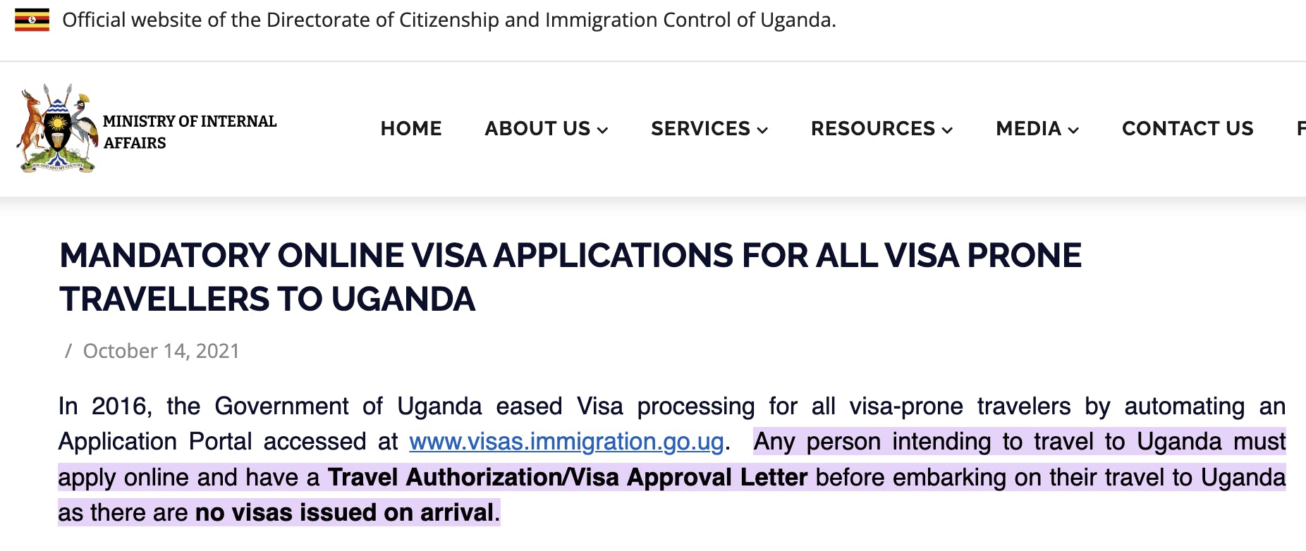 Uganda visa on arrival for indians