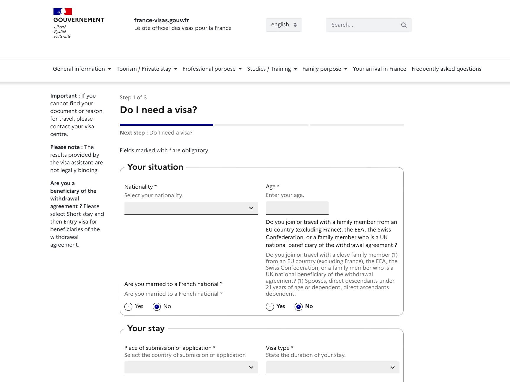 How to check your eligibility on the France visa website