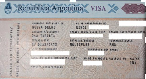 Argentina visa sample