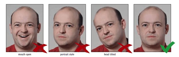 Correct facial expressions when taking a Saudi Visa Photo.