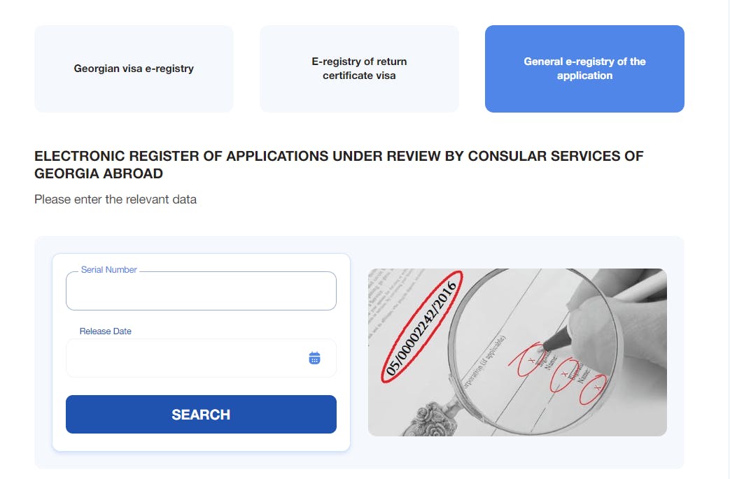 Checking your Georgia visa status online.