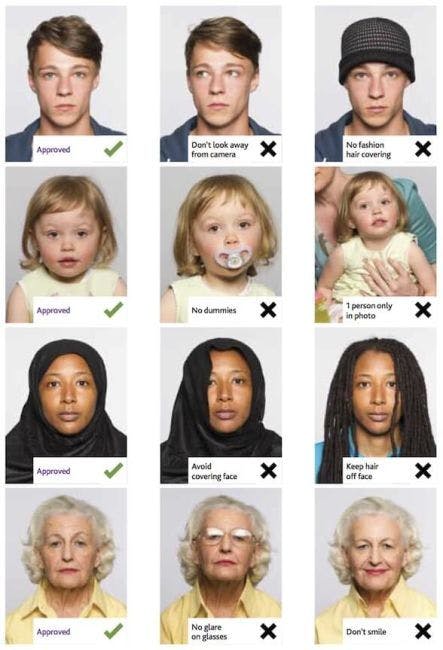 Example of bad Saudi Arabia visa photos for application