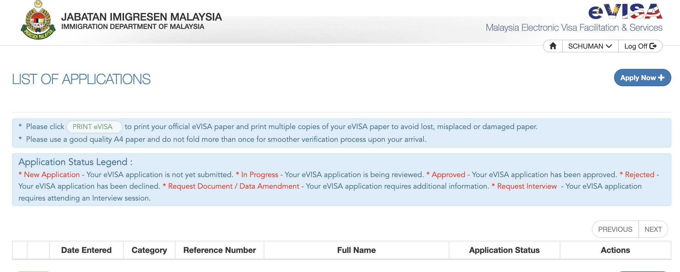 Online application process for the Malaysia e visa