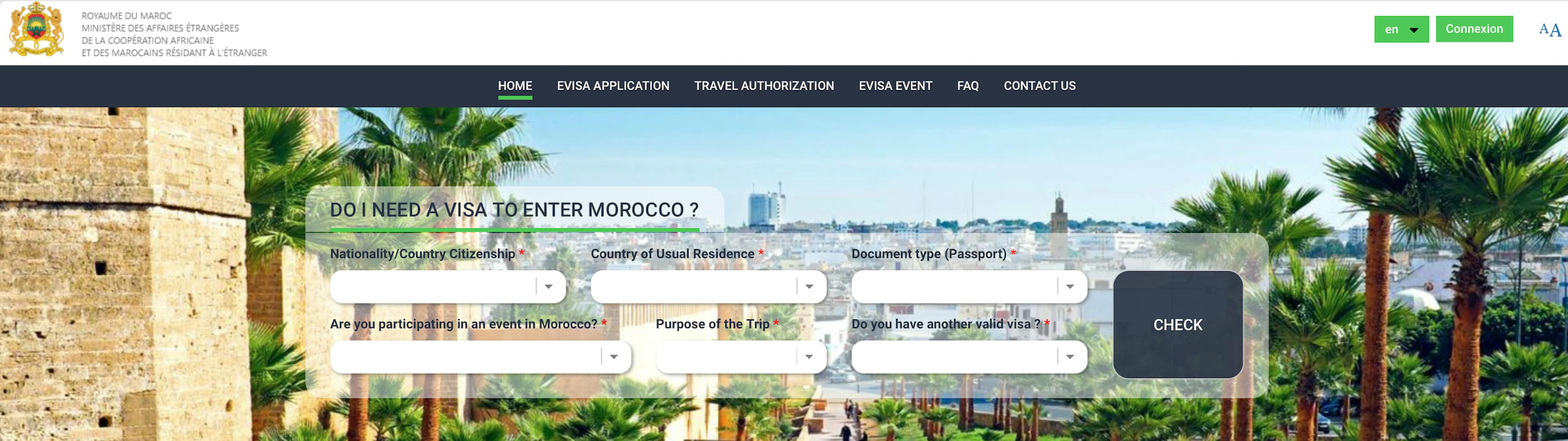 Check if you require a Morocco visa