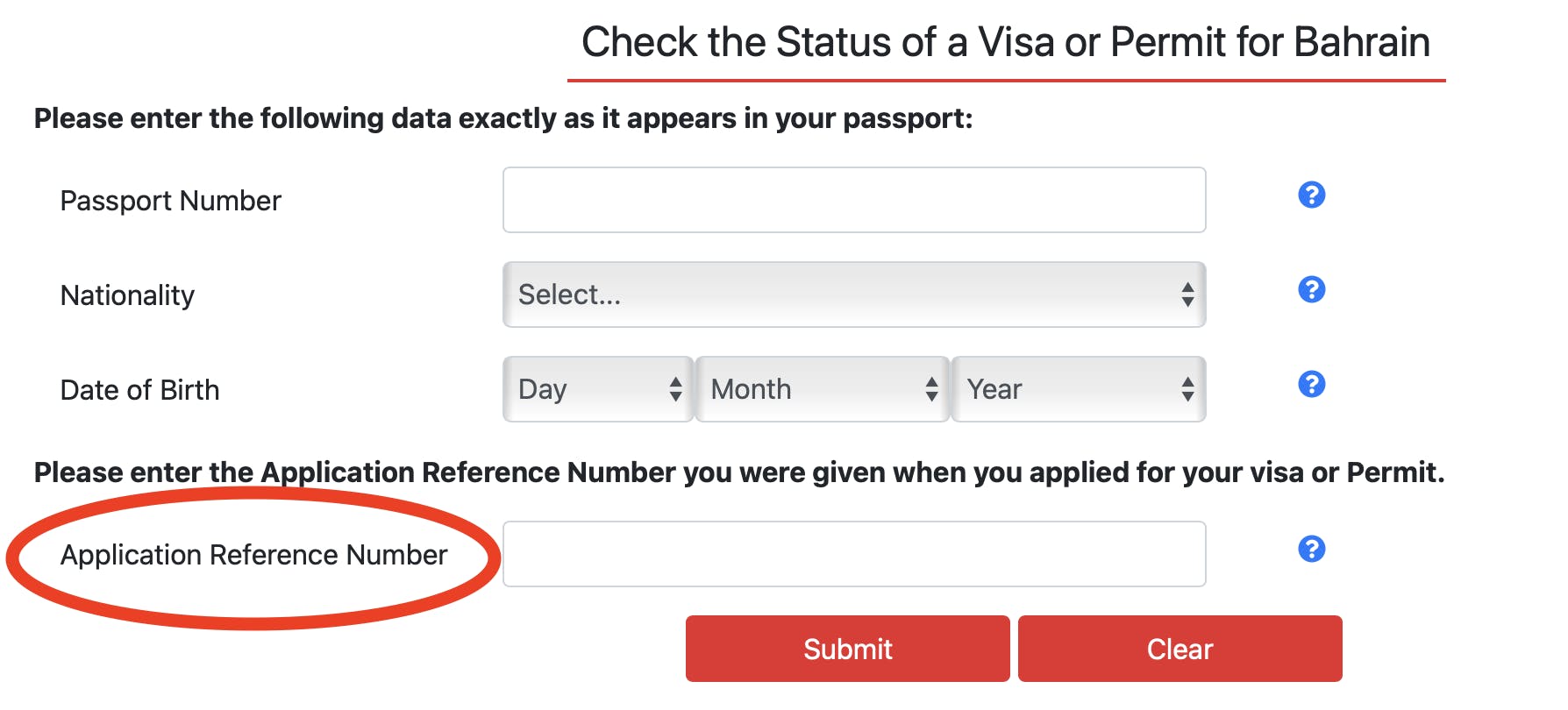 How to check your Bahrain visa status with your application number.